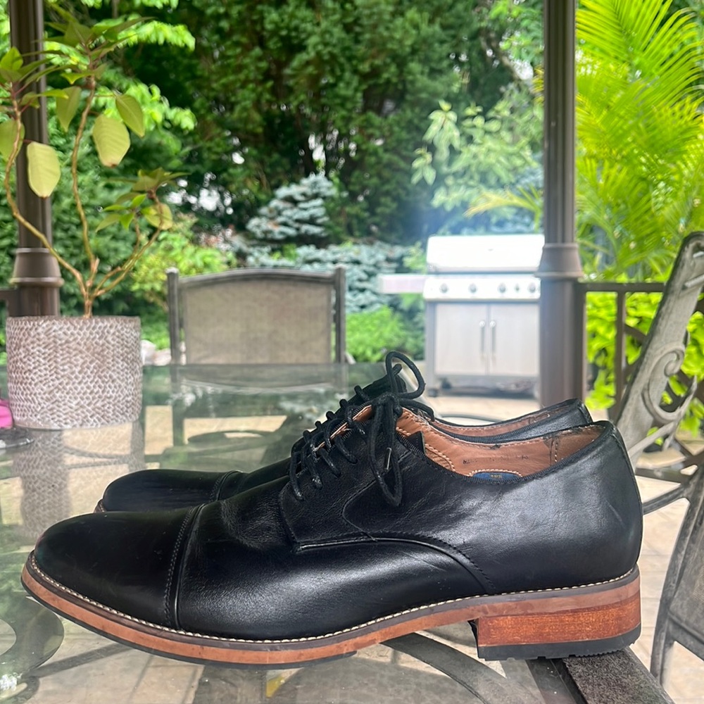 Florsheim Leather Cap Toe Oxfords, Black Size 8 1/2